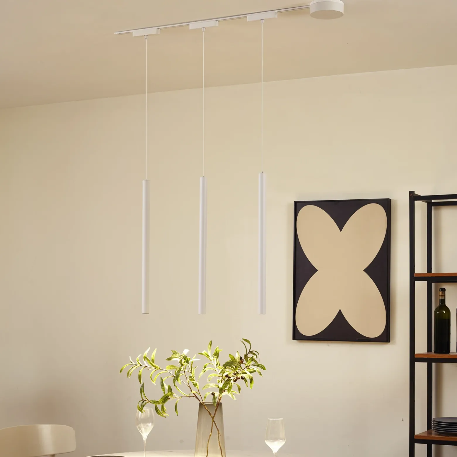 48V Lumaro sistema de riel, colgante, bombilla tubular, 3 luces, blanco, CCT