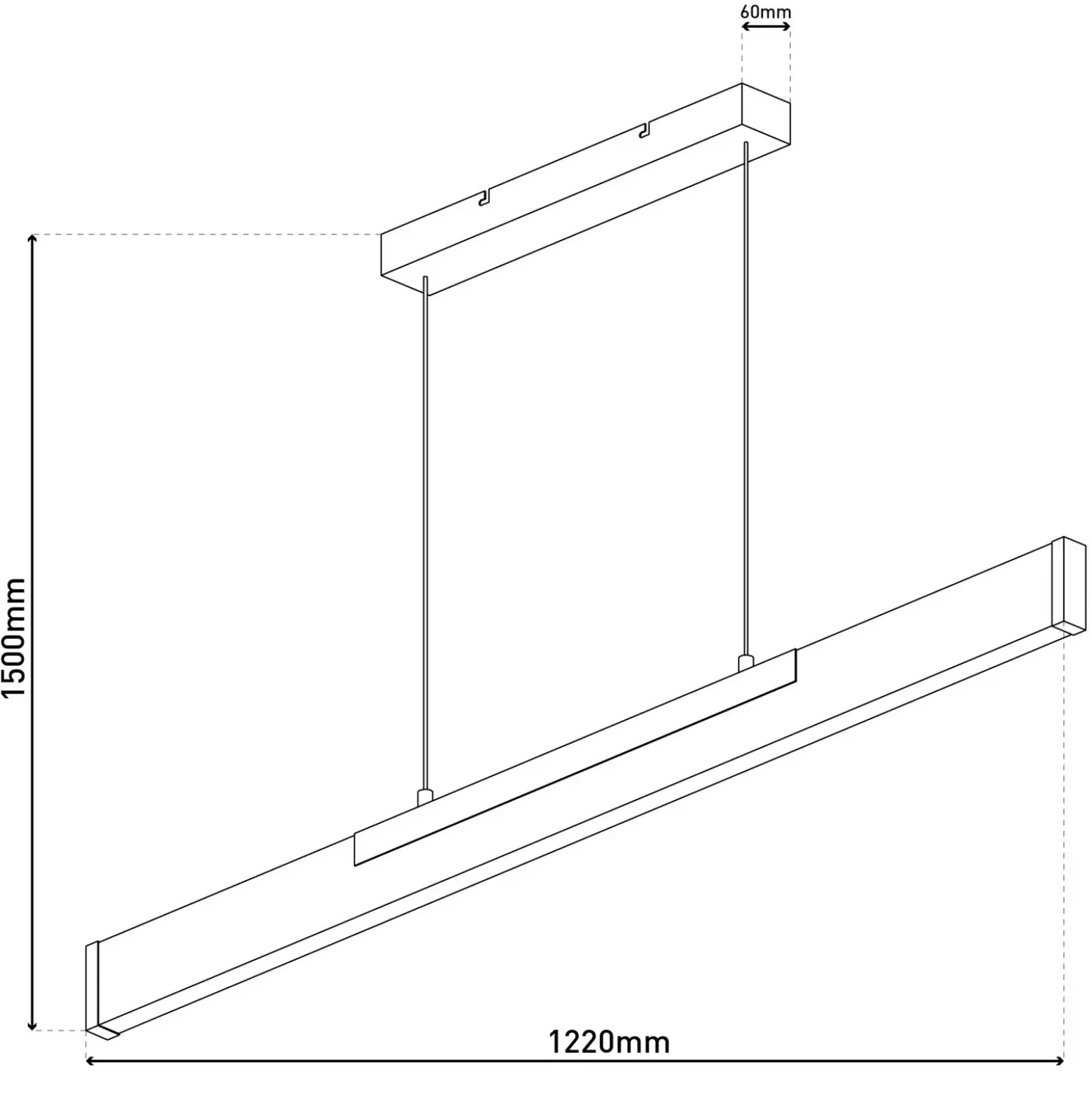 Wilma Lámpara colgante LED, madera, longitud 122 cm, atenuable