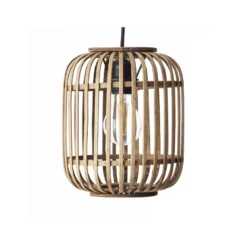 Woodrow lámpara colgante, Ø 21,5 cm, madera clara, bambú/metal