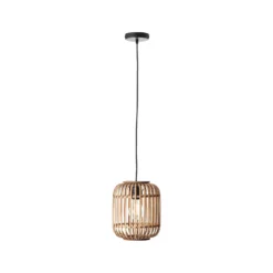 Woodrow lámpara colgante, Ø 21,5 cm, madera clara, bambú/metal