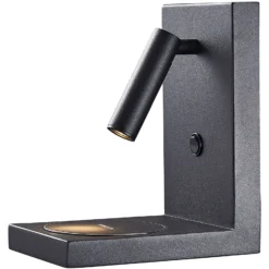 Zanzibar Aplique de pared LED con brazo de lectura, negro