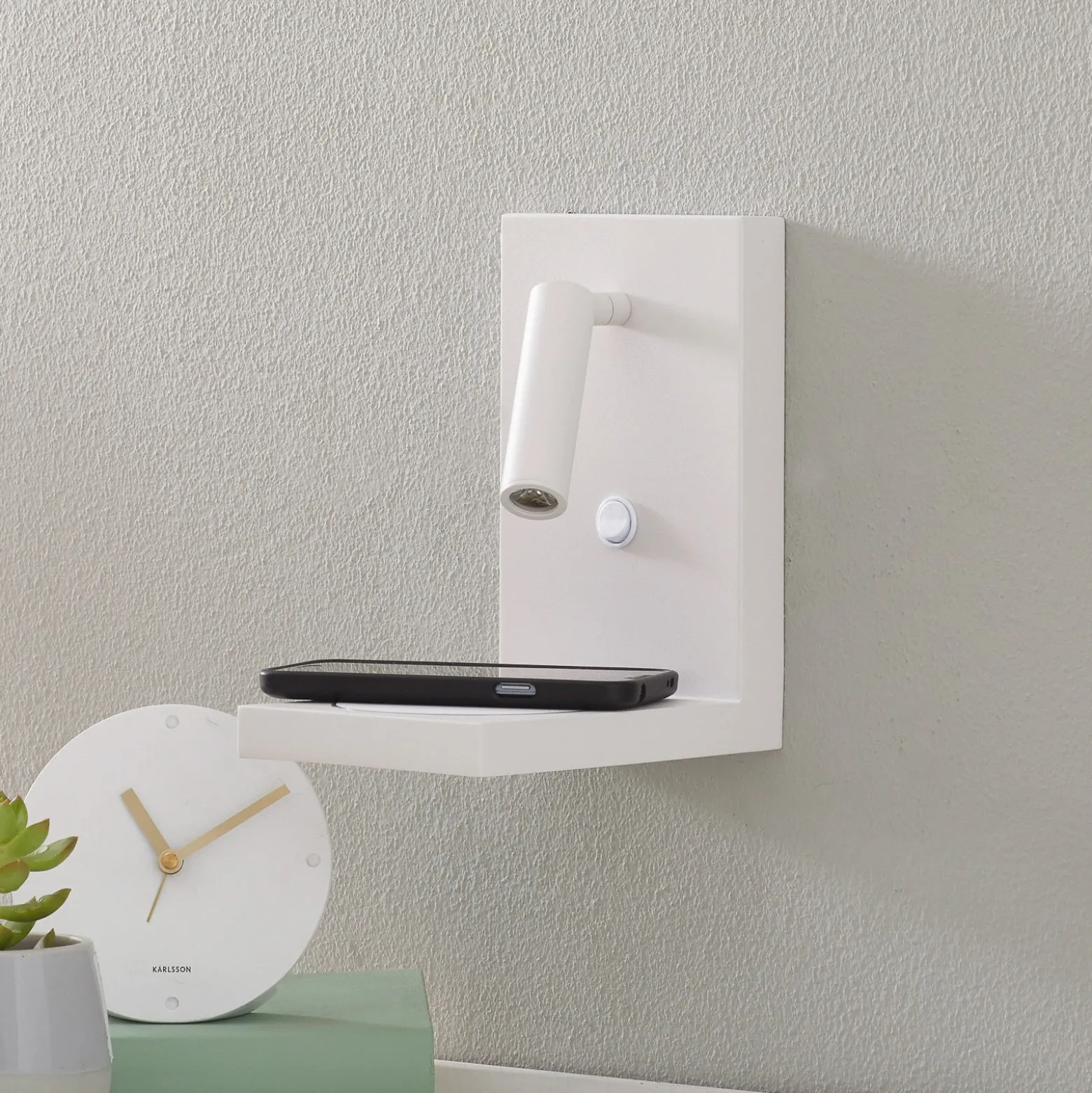 Zanzibar Aplique de pared LED con brazo de lectura, blanco