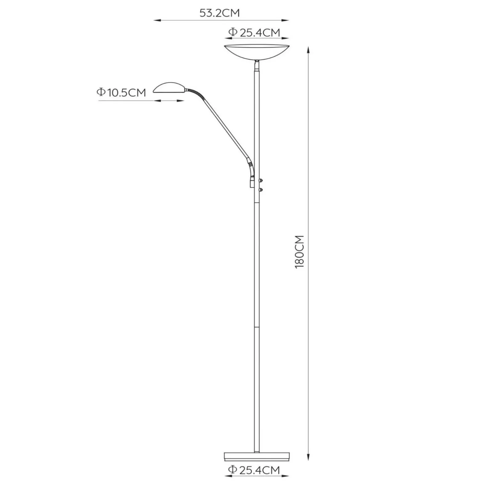 Zenith Lámpara LED de pie con lámpara de lectura LED, negro