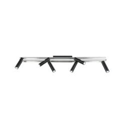 Zeno LED downlight de techo, 6 focos, aluminio/negro cepillado, metal